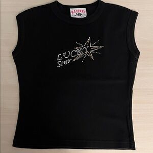 Madonna Rhinestone Lucky Star Black Sleeveless